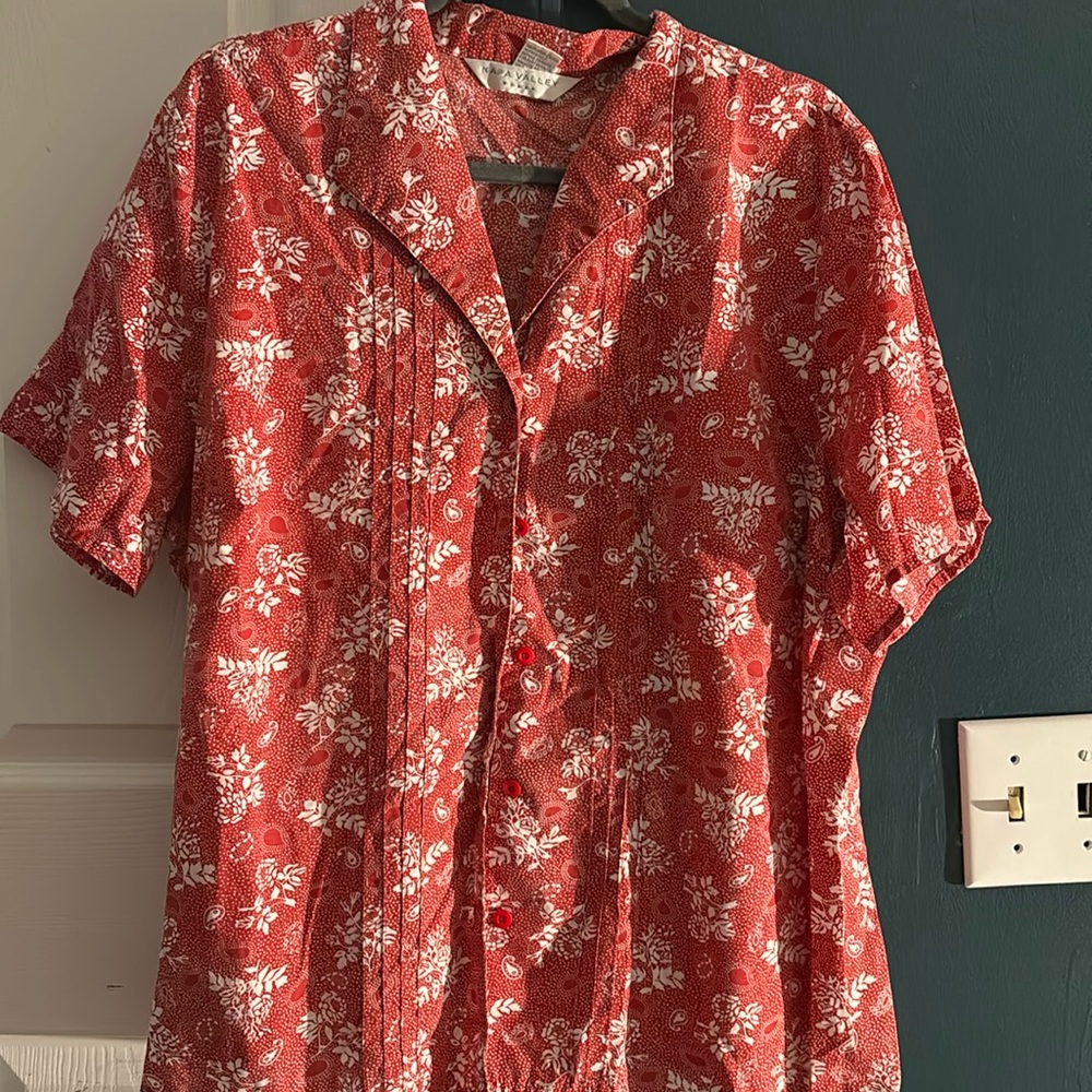Napa Valley short sleeve button up blouse 2x